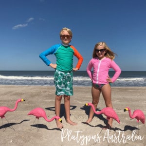 Platypus Australia, the best rash guards for kids to wear to the beach and swimming. Rash guards have high SPF and maximum sun protection.
