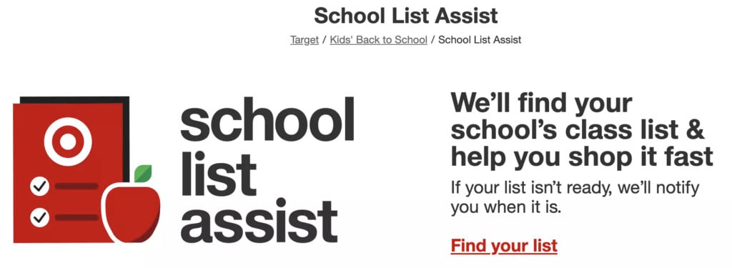 Target School List Assist for Teachers and Parents - making back-to-school supply shopping easy!