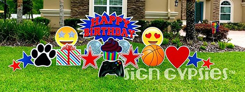 Where to find birthday, graduation, party yard signs in Jacksonville & St. Johns, Florida.