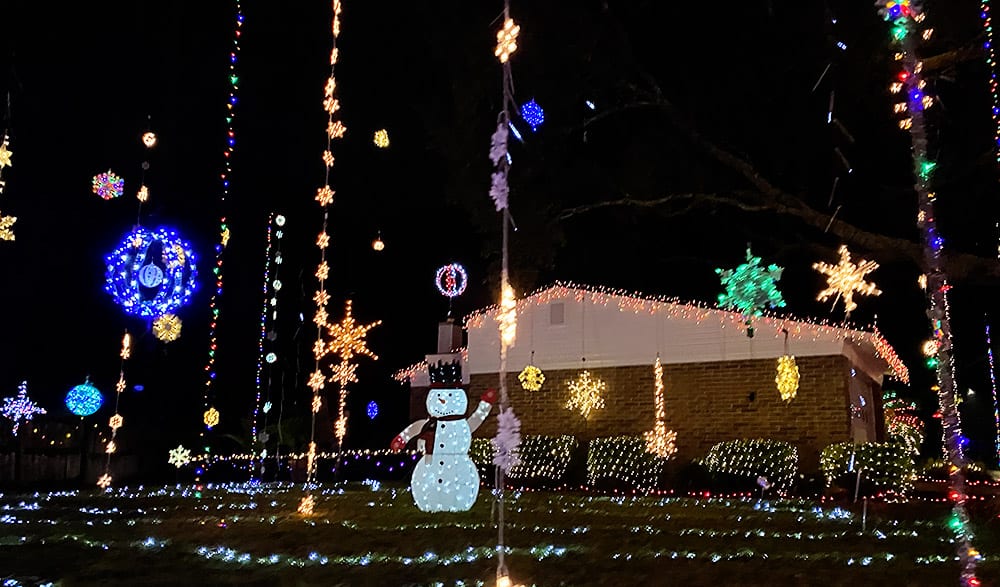 A whole neighborhood of decorated houses in Jacksonville, Florida.