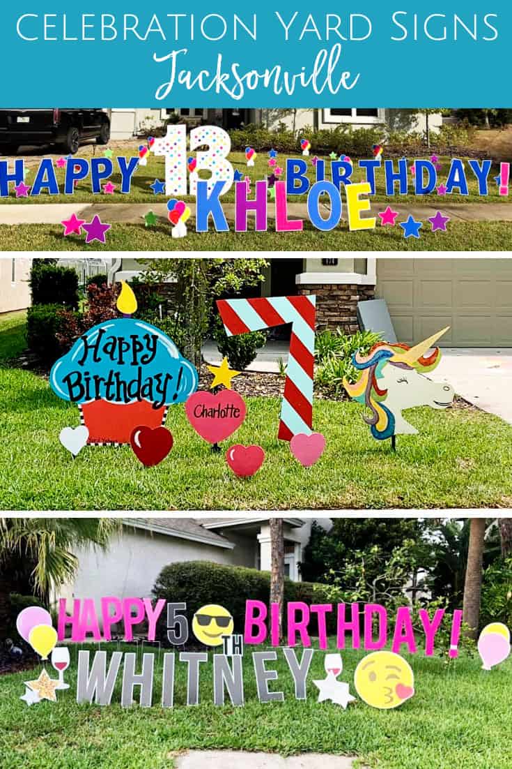 Where to find birthday, graduation, party yard signs in Jacksonville & St. Johns, Florida.