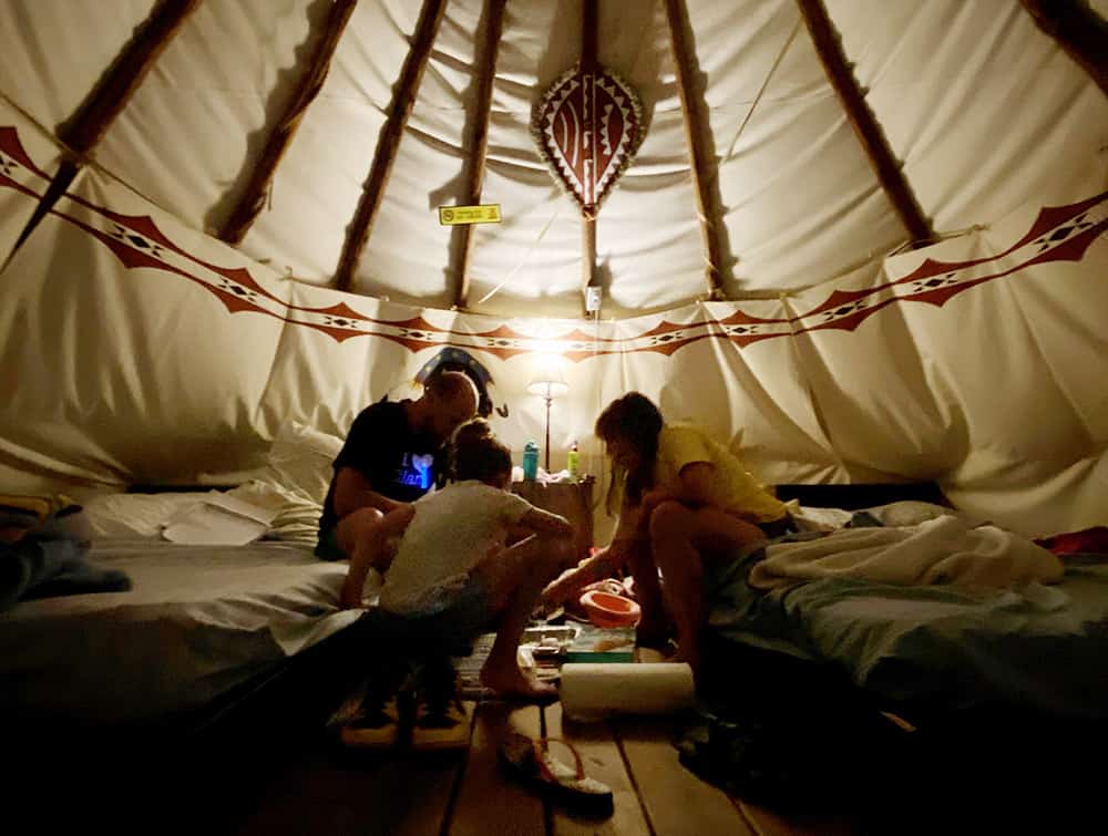 Inside a Teepee for Camping