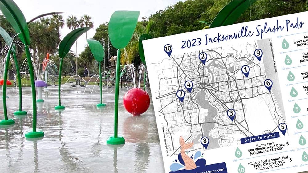 Printable Map of Splash Pads and Sprinkle Parks in Jacksonville