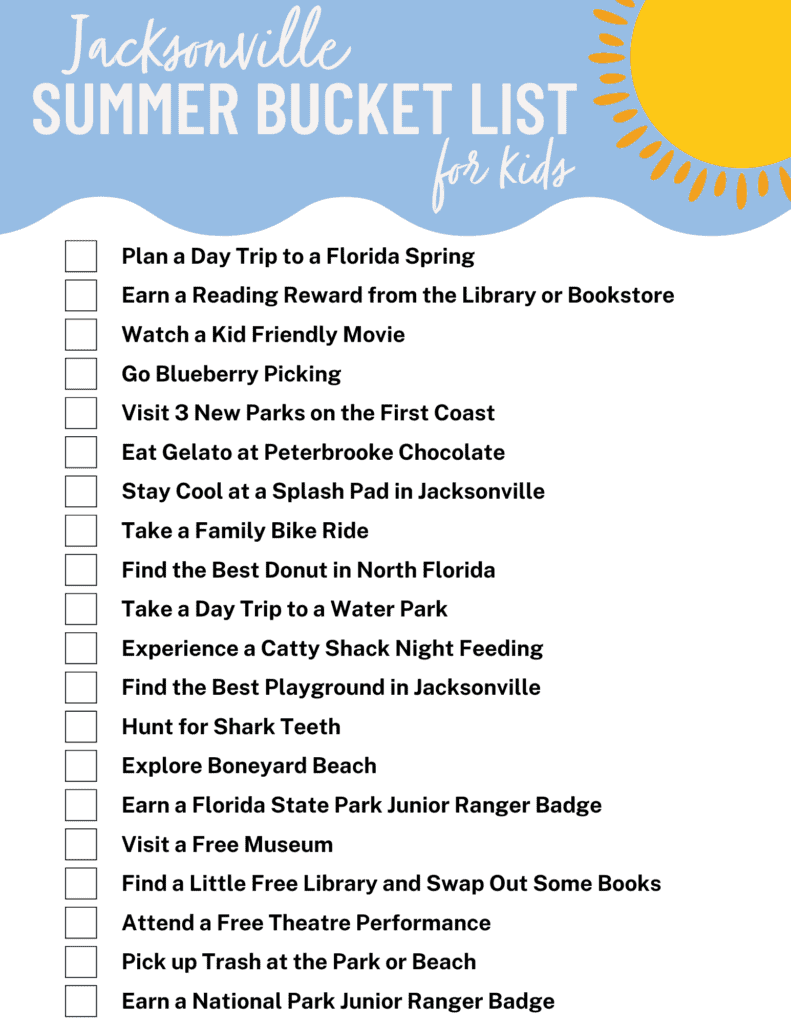 Jacksonville Summer Bucket List for Kids