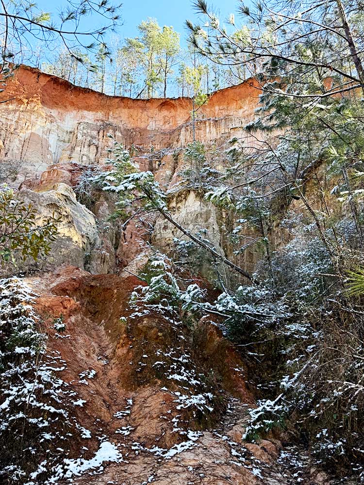 Snow at Providence Canyon in Georgia - State Park